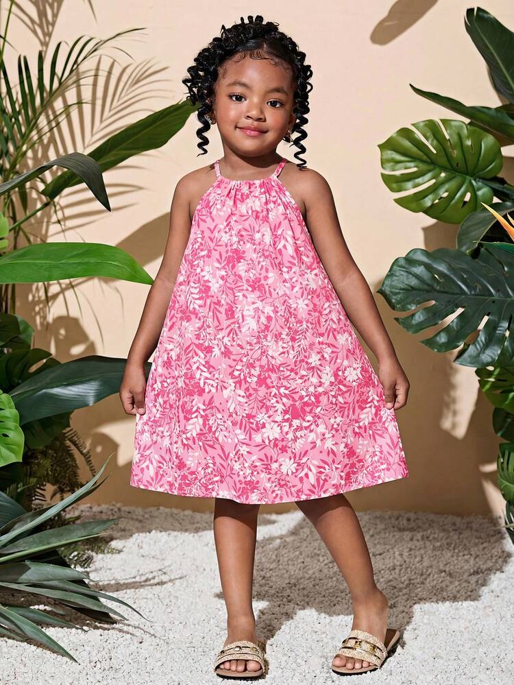 SHEIN Young Girl Woven Fitted Casual Sleeveless Shift Dress