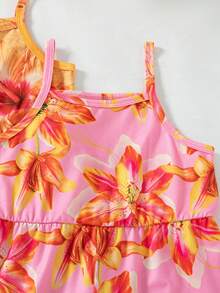 SHEIN Genkimix Kids Bộ 3 món cho bé gái mùa hè 2025, áo liền quần in hoa màu trơn, kiểu dáng tối giản, thời trang, thích hợp cho kỳ nghỉ. - Nhiều màu - Xem 5