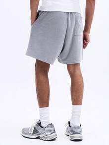 SUMWON Men's Relaxed Fit Casual Drawstring Towelling Shorts With Side Pockets And Cuffed Hem For Summer Comfort - Grey - View 2