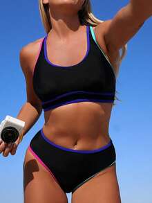 Swim SPRTY Women's Summer Beach Patchwork Bikini Set - Multicolor - View 5