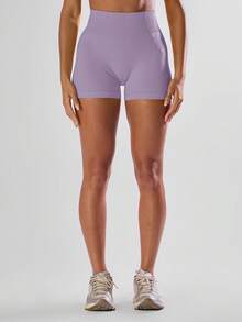 Musera Sport High Waist Mini Shorts Active Comfy Workout Gym Running Run Club, Padel, Tennis, Pickleball Gym Fitness - Dusty Purple - View 2