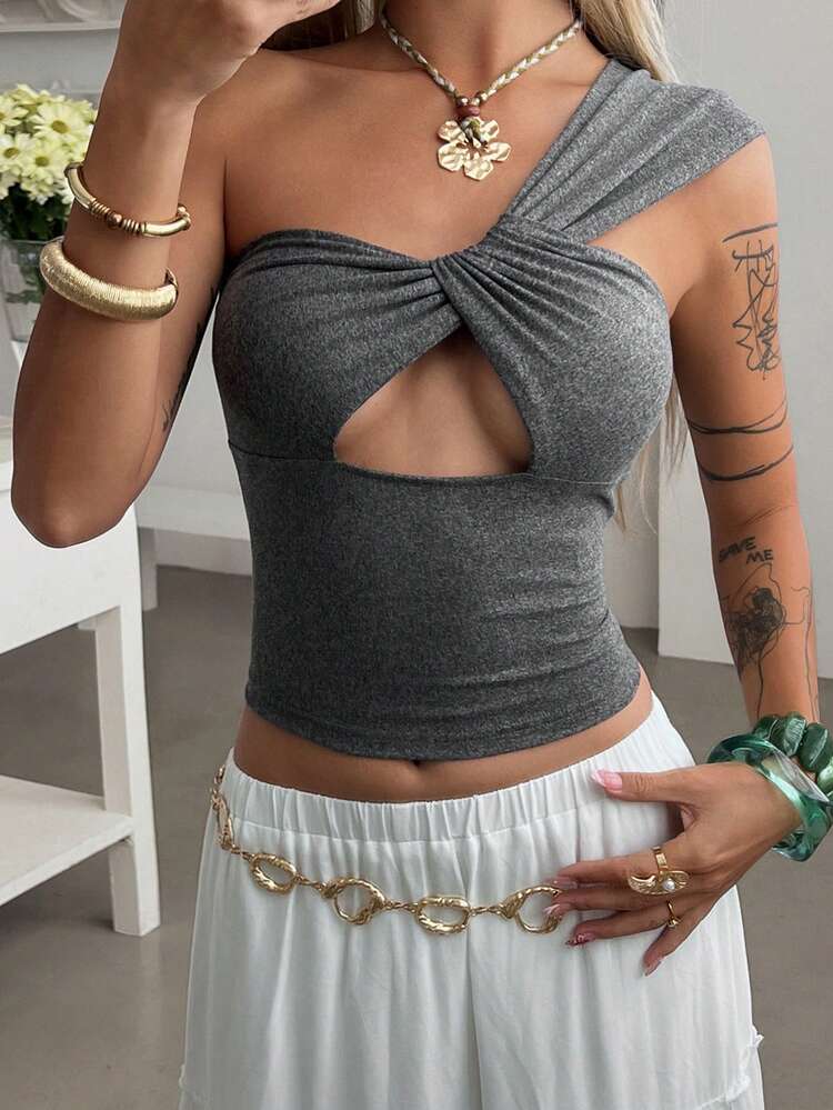 Women's Summer Hollow Cross Strap Fitted Sexy Casual Camisole