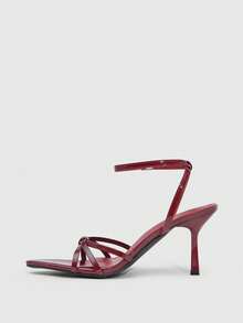 CUCCOO SZL Women Shoes Spring And Summer New Burgundy Pointed Thin High Heel Thin Strap Ankle Strap Women's High Heel Sandals Fashion Comfortable Versatile Sexy Party Women's Sandals - Burgundy - View 4