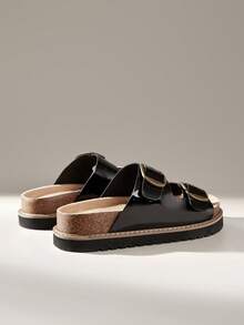 Solecia Zapatos de mujer con suela gruesa, sandalias versátiles para usar en primavera y verano, zapatos de vacaciones de verano, zapatos de primavera, zapatos de vacaciones de primavera, zapatos de Pascua, zapatos de Navidad - Negro - Ver 4