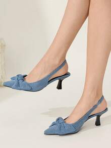 CUCCOO CHICEST Giày cao gót mũi nhọn màu trơn tối giản phong cách thường ngày dành cho nữ, thích hợp cho Giáng sinh, giày thanh lịch, giày cưới, giày mùa xuân, giày cô dâu. - Màu xanh bò - Xem 10