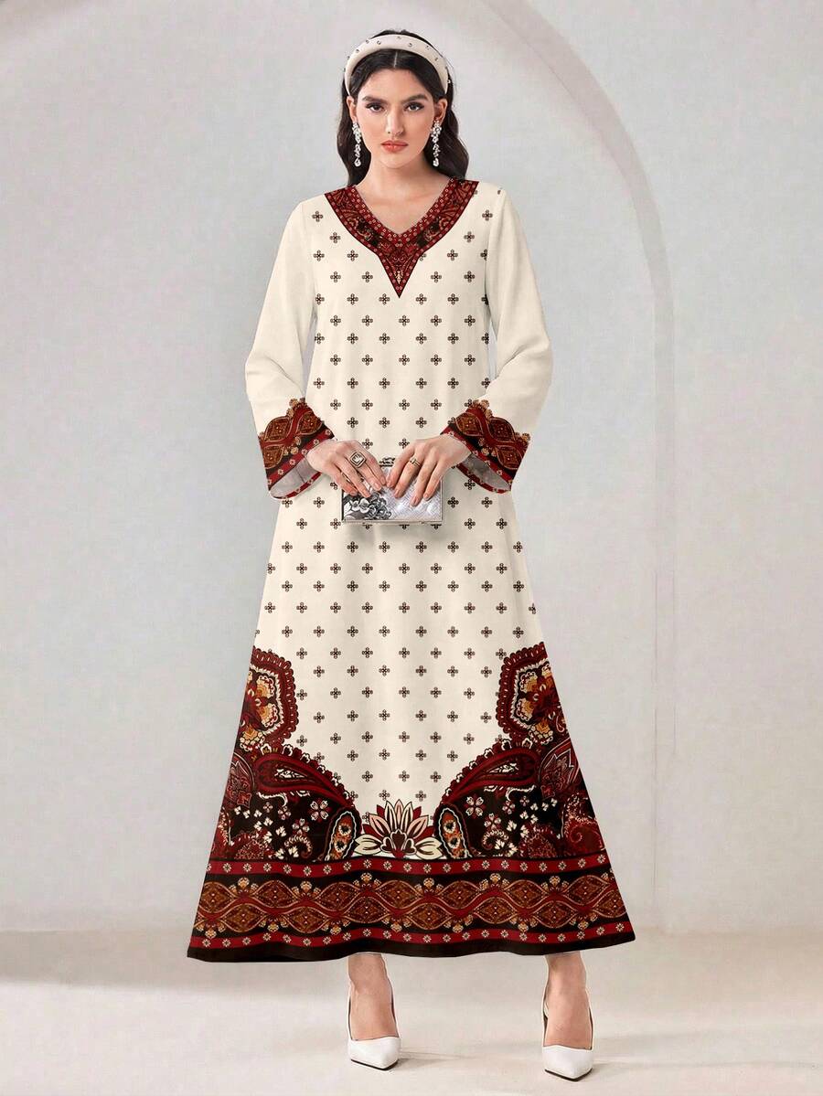 Al Najma Vestido estilo árabe modesto y casual - Multicolor - Ver 1