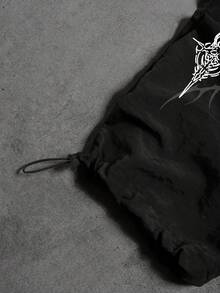 Sport MetroGents 男士哥特风印花抽绳腰运动裤 - 黑色 - 查看 3