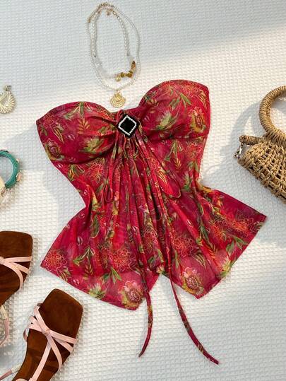 Elamini 2026春夏新款复古提花性感抹胸可转换束腰吊带背心