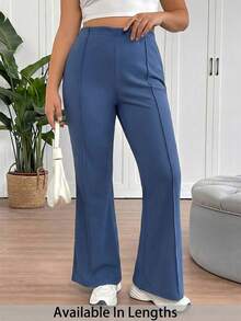 SHEIN Tall CURVE 大码女士简约日常喇叭裤套装 - 霧霾藍 - 查看 1