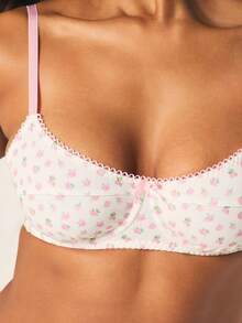 MISSGUIDED Blumenmuster Herzausschnitt gepolsterter Bustier mit verstellbaren Trägern und zarter Spitzendetails, feminines Bralette Top - Verschiedenfarbig - Übersicht 4