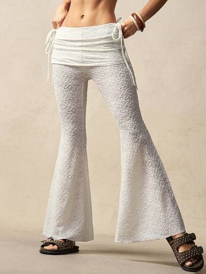 Bohemela BOHO Casual Vacation Textured Knit Flare Leg Pants For Women