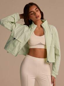 Fluxe Women's Casual Loose Zip-Up Jacket - Green - View 7