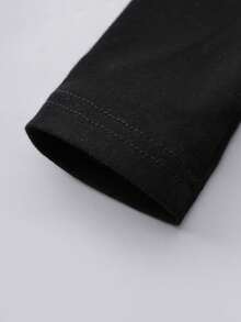 SHEIN Genkimix Kids Young Girl 2pcs Solid High Neck Tee - Black and White - View 6