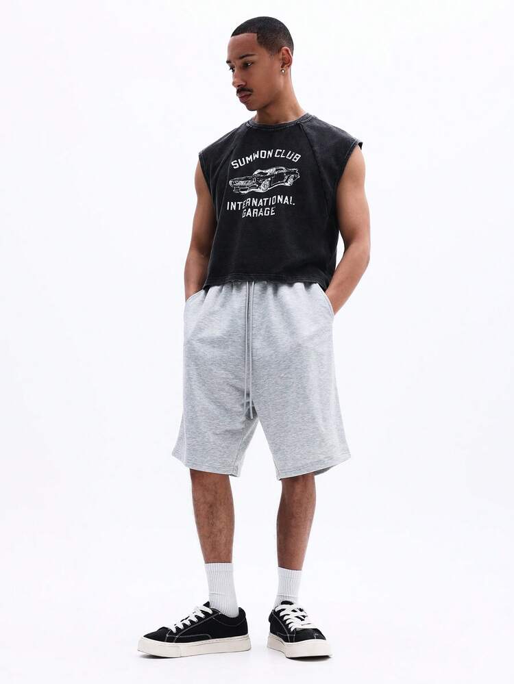 Washed Tank Top With Car Print