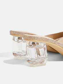 CUCCOO TILAWA Sepatu Wanita Bertumit Tinggi Berhiaskan Kristal dan Rhinestone Kaca, Cocok untuk Acara Keluar Rumah, Perjamuan, Pesta, dan Aktivitas Lainnya - emas oranye - View 12