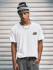 Modcrash 男士励志“永不孤单”拳击图案 T 恤 - 柔软透气面料，常规版型休闲 T 恤，带有励志口号和 2019 年休闲图案设计 - 白色 - 查看 5