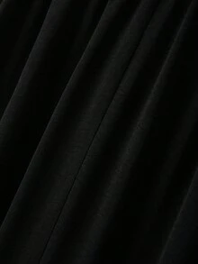 GlowEve CURVE Plus Size Women's Solid Color Fashionable Versatile Long A-Line High Waist Skirt - Black - View 6