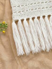 Soleia 大码女士假日串珠露背流苏针织上衣，适合约会、下午茶、海滩、邮轮、城市度假、婚礼季、音乐节、波西米亚风度假、狂欢节、夏季、女士度假、女士假日、女士海滩、狂欢节。 - 白色 - 查看 5