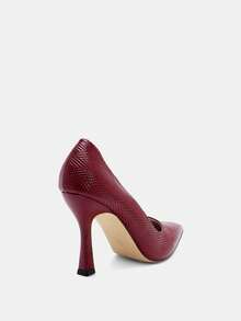 Glitzique Giày cao gót thời trang nữ thu/đông đa năng, giày cao gót 9,5cm thoải mái, giày dự tiệc mũi nhọn tối giản, thanh lịch - Màu Đỏ Sâu - Xem 9