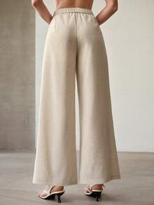 MOTF PREMIUM SOLD FOLD PLEATED SLANT POCKET WIDE LEG SUIT PANTS - Khaki - View 5