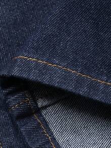 DAZY 女士高腰口袋阔腿宽松休闲百搭牛仔裤 - 藍色 - 查看 6