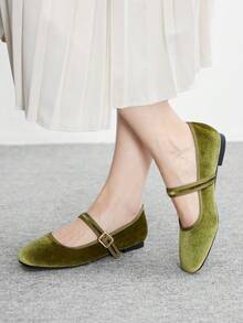 CUCCOO BIZCHIC 时尚女鞋，舒适休闲百搭平底鞋，适合假日约会等场合，优雅气质，金属扣带设计，学院风，日常通勤，外出约会，甜美酷炫风格女鞋 - 綠色 - 查看 3