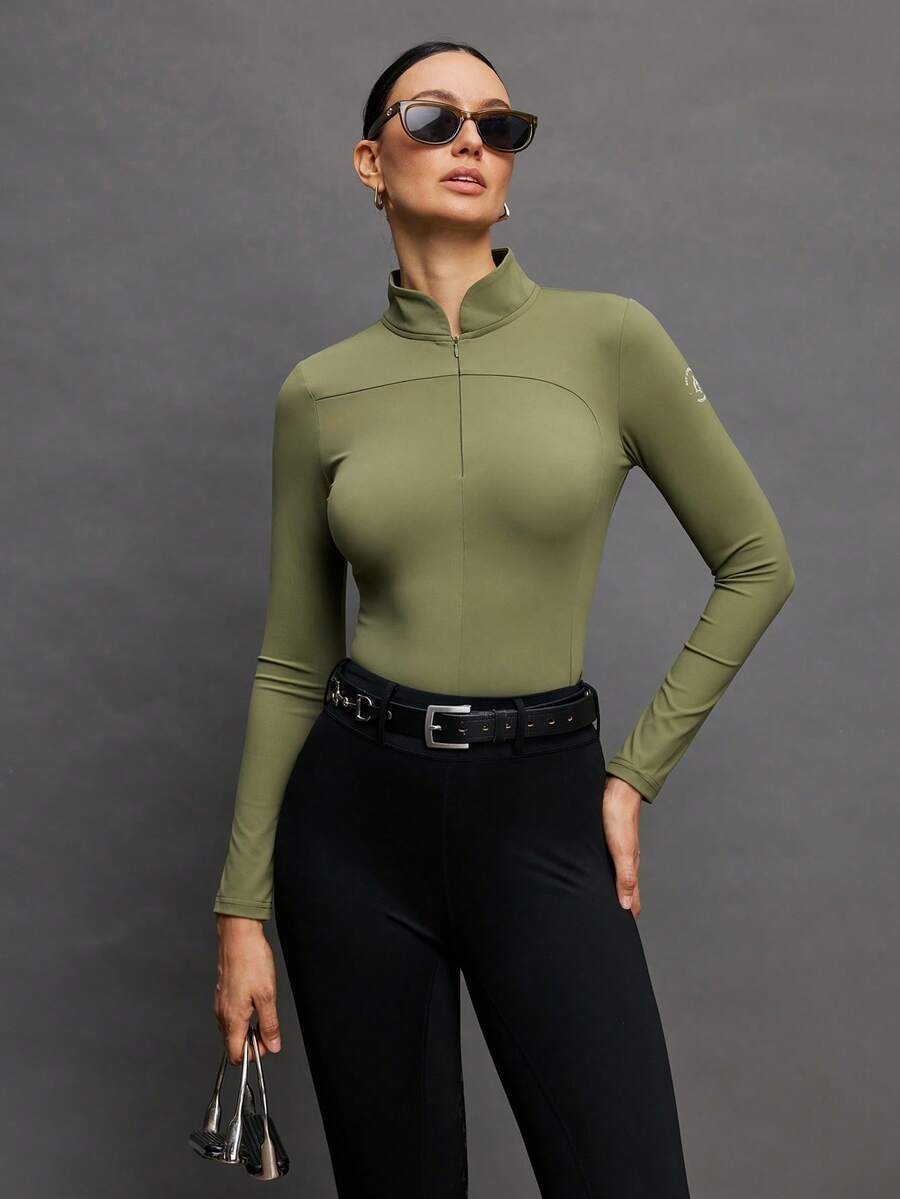 Activina 女士立领长袖马术夹克 - 墨綠色 - 查看 1