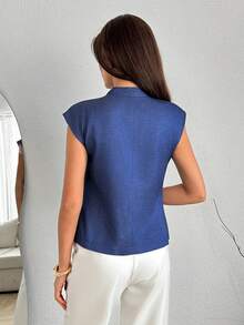 SHEIN Women Lightweight Denim Look Fashion Vest - Blue - View 2