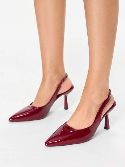 Glitzique Sandale damă cu vârful ascuțit și toc mic, fără mâneci