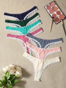 PetitDoll 7-Pack Seamless Lace Trim Panties - Multicolor - View 2