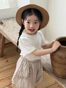 DAZY Baby Girls' Lightweight Knit Bowknot Hollow Puff Sleeve Top - White - View 6