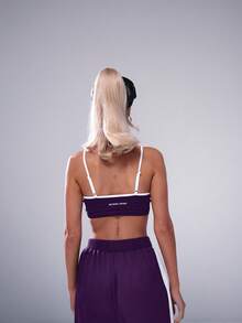 Musera Sport 撞色饰边细肩带运动文胸，适合徒步健身、板式网球、网球、匹克球等运动，秋冬季健身房适用。 - Bold Plum - 查看 3