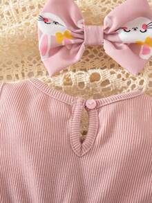 SHEIN 新生儿条纹连体衣，二合一连体衣 - 淺粉色 - 查看 6