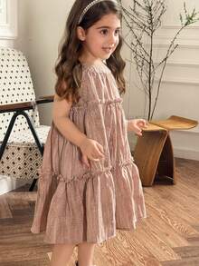 DAZY 女童夏季露肩公主裙，新款时尚少女服装 - 粉色 - 查看 5