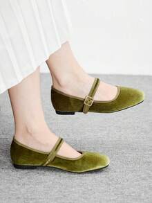 CUCCOO BIZCHIC 时尚女鞋，舒适休闲百搭平底鞋，适合假日约会等场合，优雅气质，金属扣带设计，学院风，日常通勤，外出约会，甜美酷炫风格女鞋 - 綠色 - 查看 8
