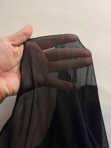 NU&NOW Vestido de punto casual y elegante con encaje negro sexy y calado elástico para mujer de talla grande, pieza versátil para capas - Negro - Ver 7