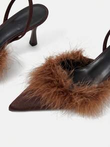 CUCCOO HITCHD Women's Pointed Toe Buckle Design Fashionable High Heels, Versatile For Daily Wear Elegant Shoes - Matte brown - View 6