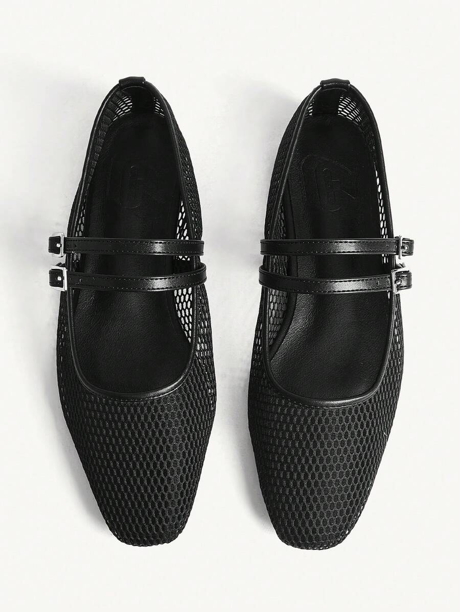 CUCCOO CHICEST Giày sandal đế bằng quai lưới đa năng mùa hè dành cho nữ, phù hợp cho công sở, đám cưới, giày mùa xuân, giày cô dâu. - màu đen - Xem 1