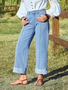 EMERY ROSE Women's Vacation Casual Washed Straight Leg Jeans - Light Wash - View 3