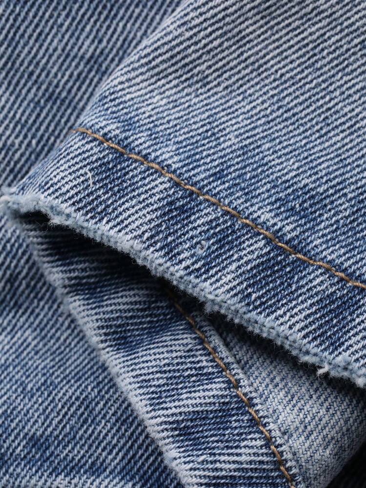 Women's Low Waist Side Button Decor Casual Denim Shorts Jorts