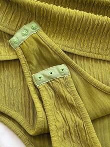 Soleia Bộ đồ liền thân nữ màu xanh lá cây kiểu retro thắt nút xoắn, cổ chữ V khoét sâu, thích hợp cho đi biển, du thuyền, du lịch thành phố, hẹn hò, tiệc trà chiều vào mùa xuân và hè. - màu xanh lá - Xem 6