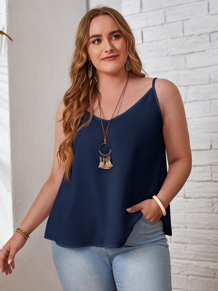 Plus Size Casual Solid Color Camisole