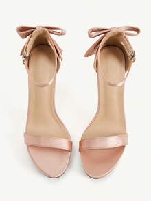 CUCCOO CHICEST Giày sandal cao gót đế xuồng chống thấm nước, trang trí nơ, kiểu dáng thanh lịch dành cho nữ. - Hồng - Xem 12