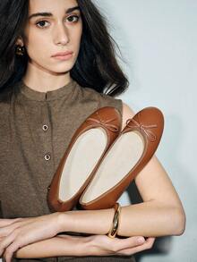 New Spring Summer Flat Ballet Shoes, Low-Cut Soft Comfortable Lightweight Low Heel Bowknot Shoes For Grandma, Fashionable Work Shoes, Brown Spring Shoes Summer Shoes - Brown - View 3