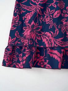 EMERY ROSE Đầm ngắn tay màu đỏ in hoa dành cho nữ cỡ lớn, thích hợp mặc vào đầu mùa xuân, trang phục mùa hè cho nữ, đầm ngắn tay, đầm họa tiết paisley, đầm in hoa cho nữ, đầm ngắn tay mùa hè. - Màu Hồng Tươi - Xem 5