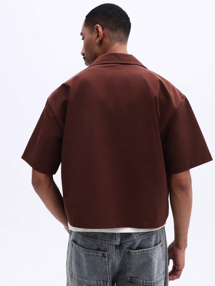 Brown Short Sleeve Button Shirt