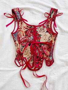 Soleia 女士春夏复古露背系带露脐上衣，适合派对、圣诞节、情人节、约会、海滩、邮轮、节日、复活节、中国新年等场合。 - 彩色 - 查看 2