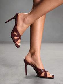 CUCCOO SZL 女士高跟凉鞋 - 酒紅色 - 查看 6