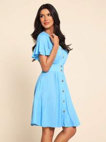 Coeurva 女士休闲针织弹力度假连衣裙，蓝色，春夏女士度假连衣裙摆裙纽扣连衣裙休闲连衣裙浅蓝色连衣裙蓝色度假连衣裙女士纽扣前开襟连衣裙天蓝色连衣裙女士连衣裙黄色连衣裙女士连衣裙折扣码Zanzea女士连衣裙 - 薄荷藍 - 查看 8