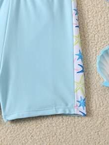 SHEIN Tween Girl Beach Vacation Starfish Print Swimwear Set - Blue - View 4